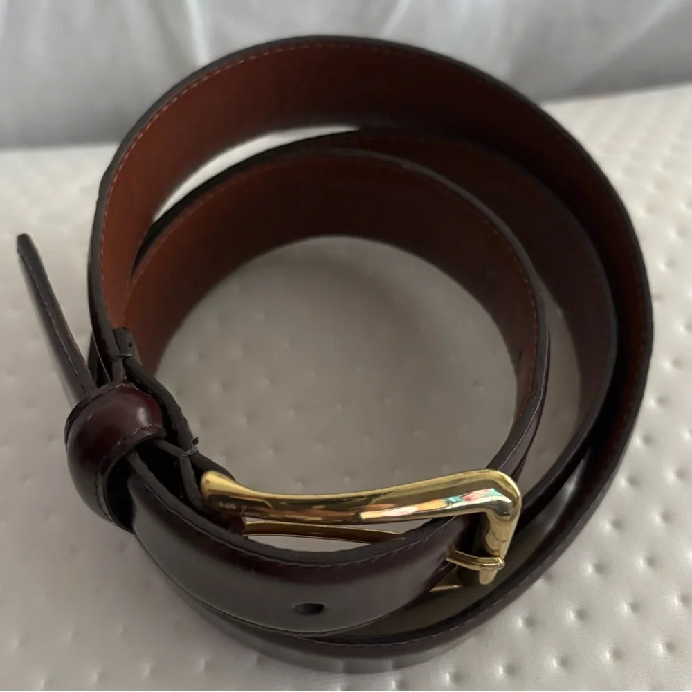 Coach mens belt vintage brown polished cowhide belt #3931 Sz 38 and 1-3/16” wide
